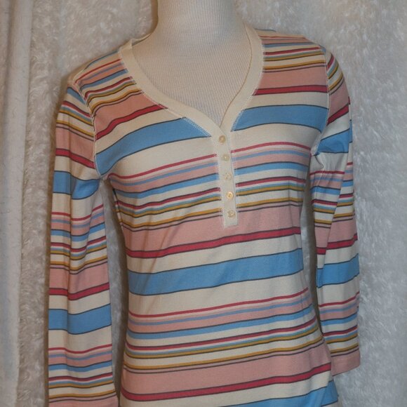 Chaps ladies knit top size small and/or SP NWT very nice striped top - Picture 1 of 8